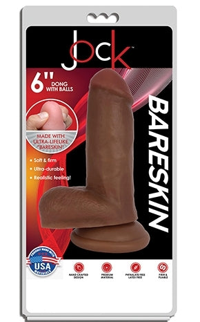 Jock 6 Inch Bareskin Dong with Balls Latte