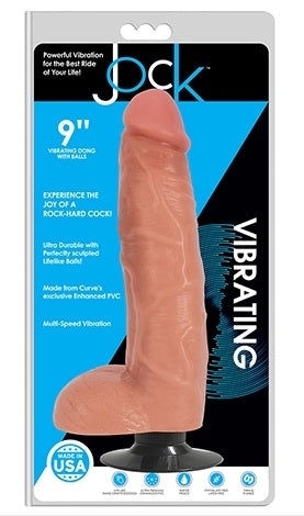 Jock 9 Inch Vibrating Dong With Balls Vanilla Color