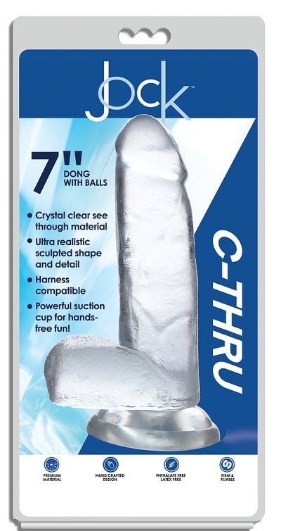 Jock C-Thru 7 Inch Clear TPE Dong with Balls and Suction Cup
