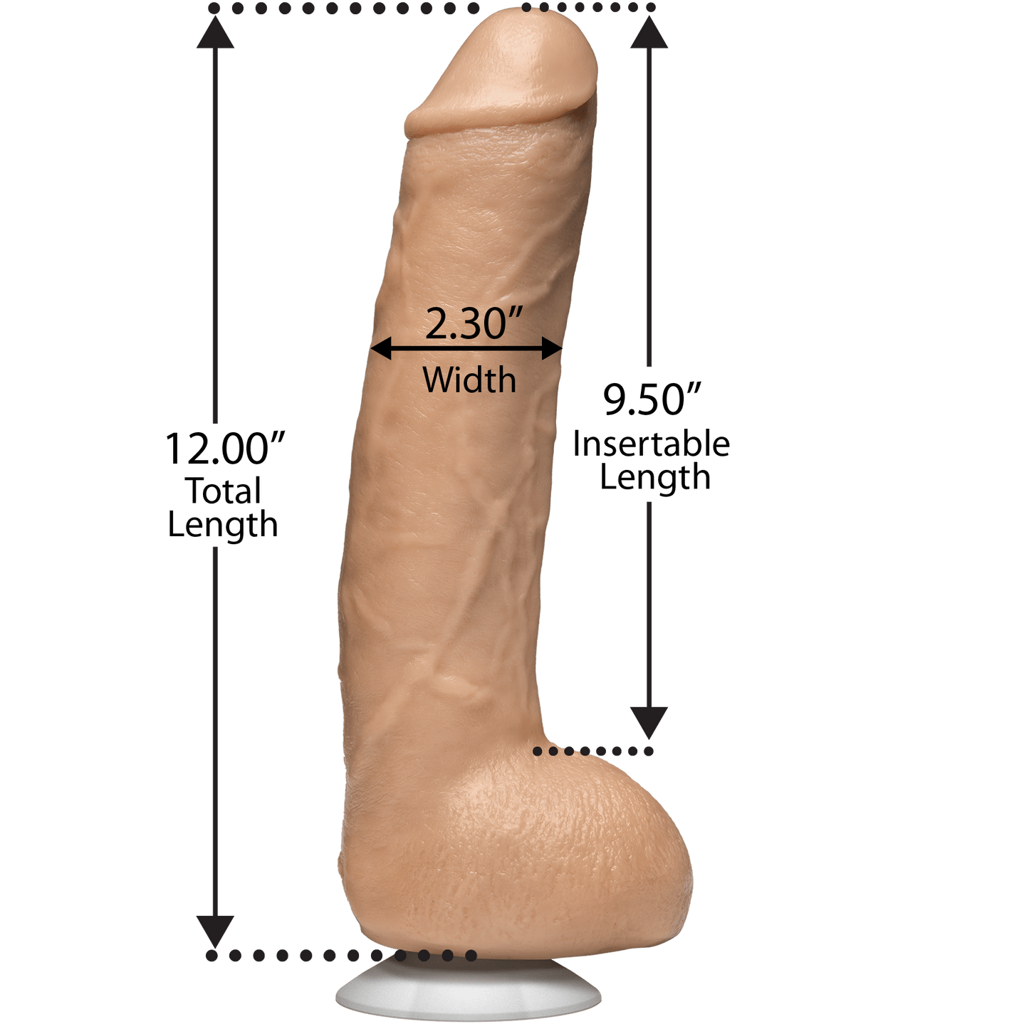 John Holmes Realistic Cock 9.5 Inch with Removable Vac-U-Lock Suction Cup – Dildo