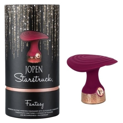 Jopen Starstruck Fantasy Burgundy Silicone Handheld Massager with Glitter Base and 35 Vibration Functions