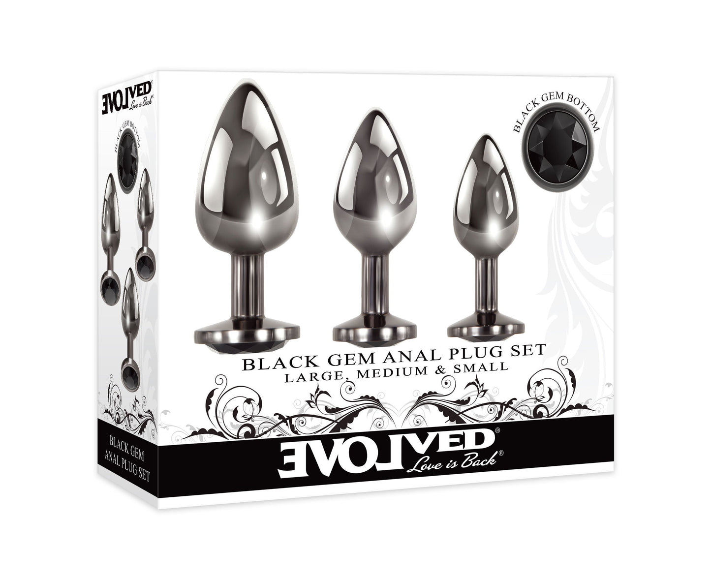Evolved Black Gem Anal Plug Set – Metal Anal Plug Set