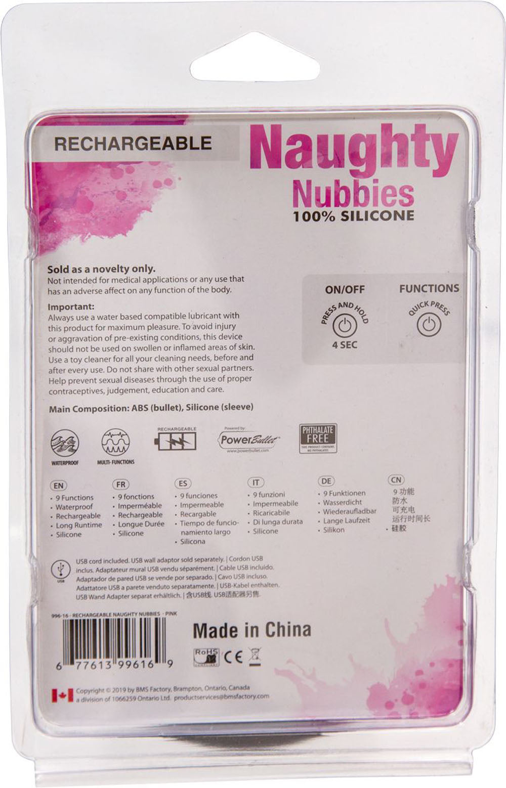 Naughty Nubbies Finger Vibe w Mini Powerbullet Pink Massager