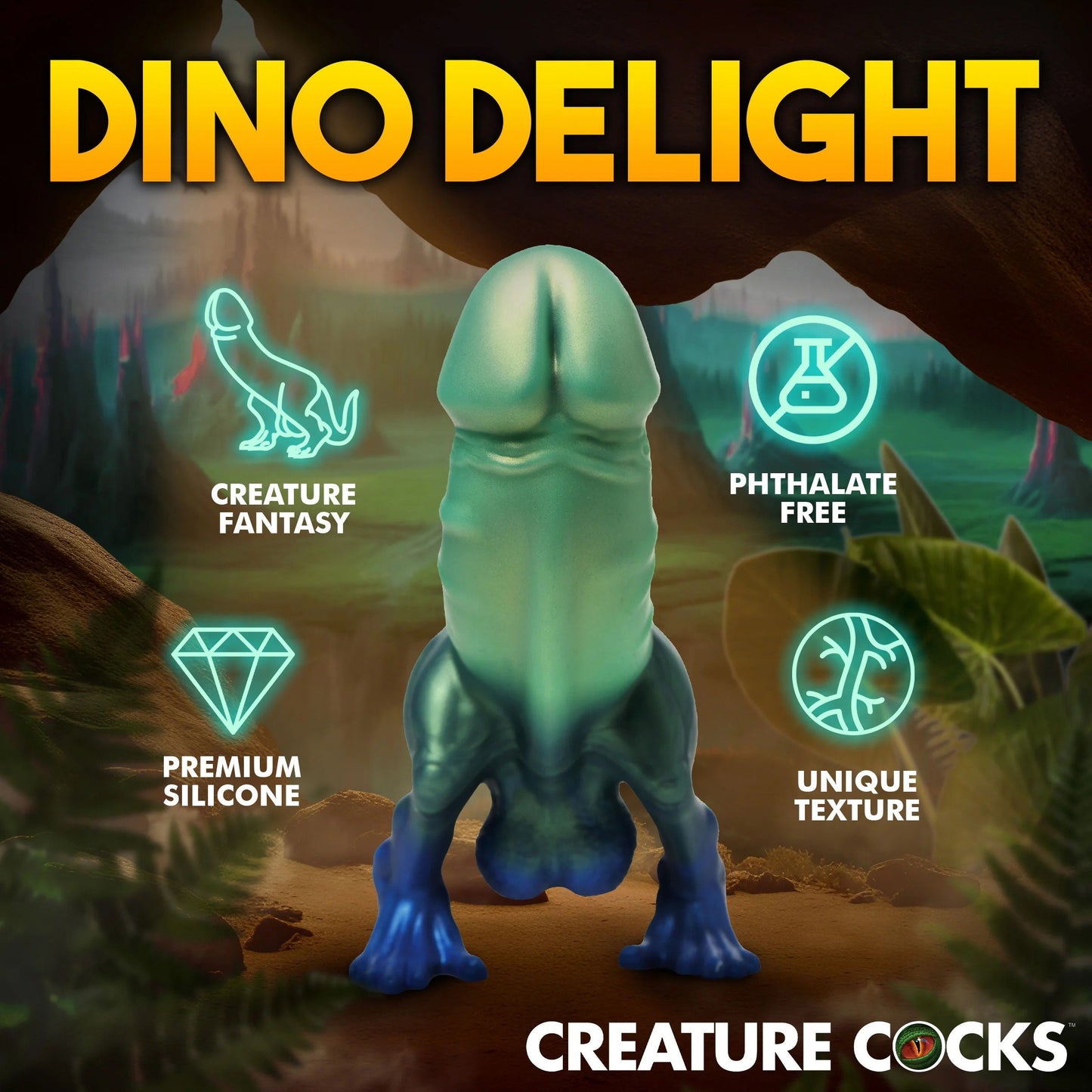 Jurassic Cock Dinosaur Silicone Dildo (Green) – 5 Inch Insertable Thick Curved Dildo