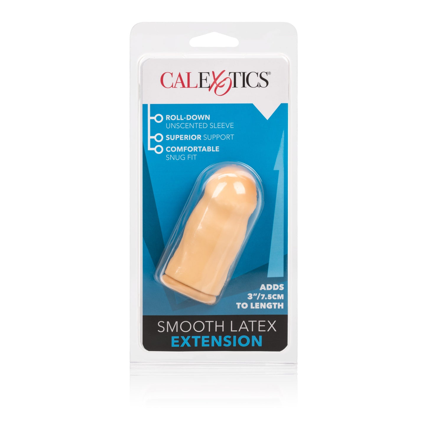 Smooth 3 Inch Ivory Latex Penis Extension with Roll Down Sleeve