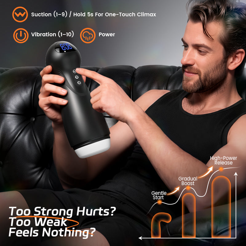 【#1 Choice】SolaceX - 9 Suction 10 Vibration Male Masturbator Automatic Strong Suction Soft TPE Realistic Texture Male Stroker Masturbator Masturbation Cup