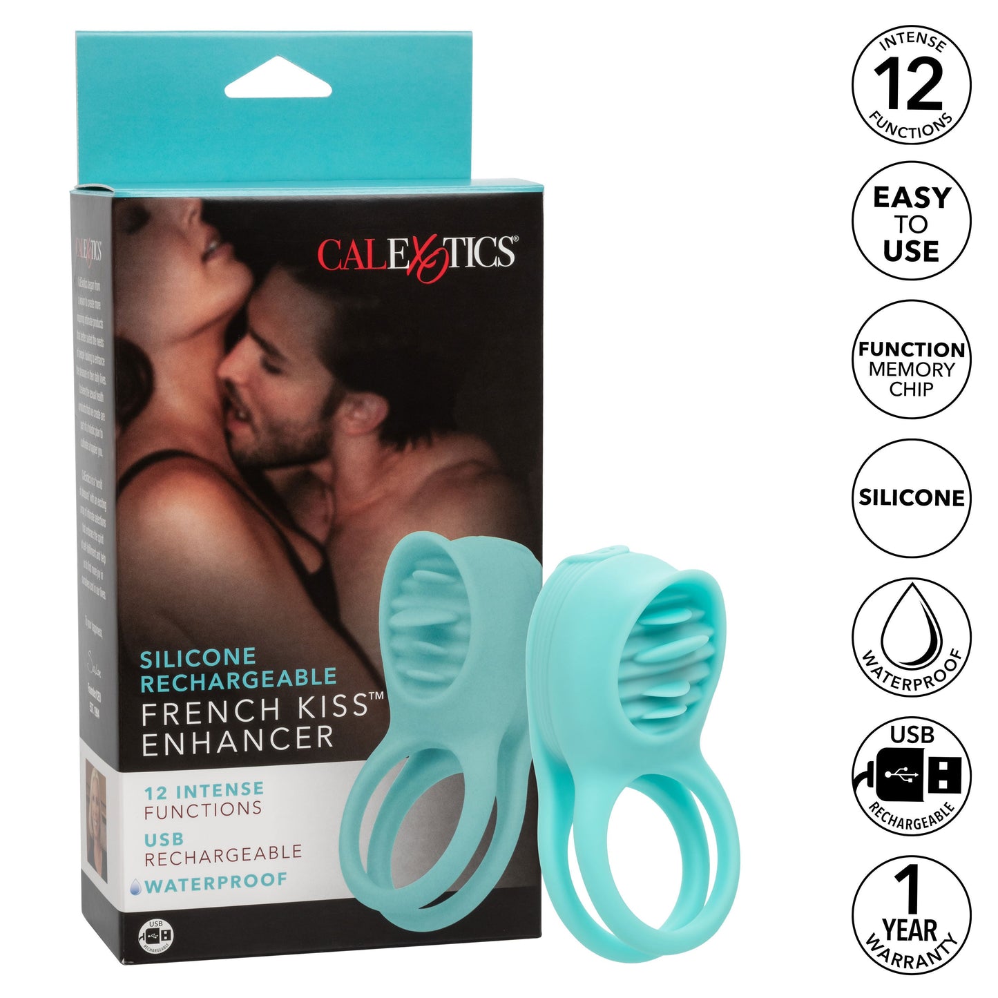 Silicone Rechargeable French Kiss Enhancer – Vibrator with 12 Functions and Flickering Teaser Ring