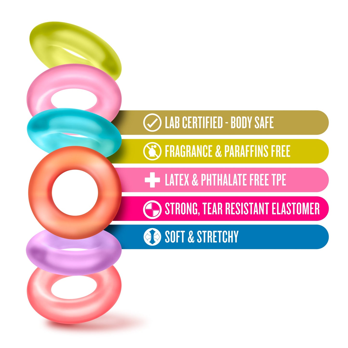 King of the Ring Coloured Cock Rings Set of 6
