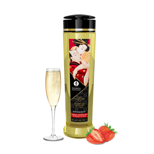 Romance Sparkling Strawberry Wine – Erotic Massage Oil 8 Fl Oz