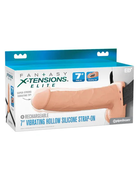 Fantasy X-Tensions Elite (Light) – 7 Inch Vibrating Hollow Silicone Strap-On