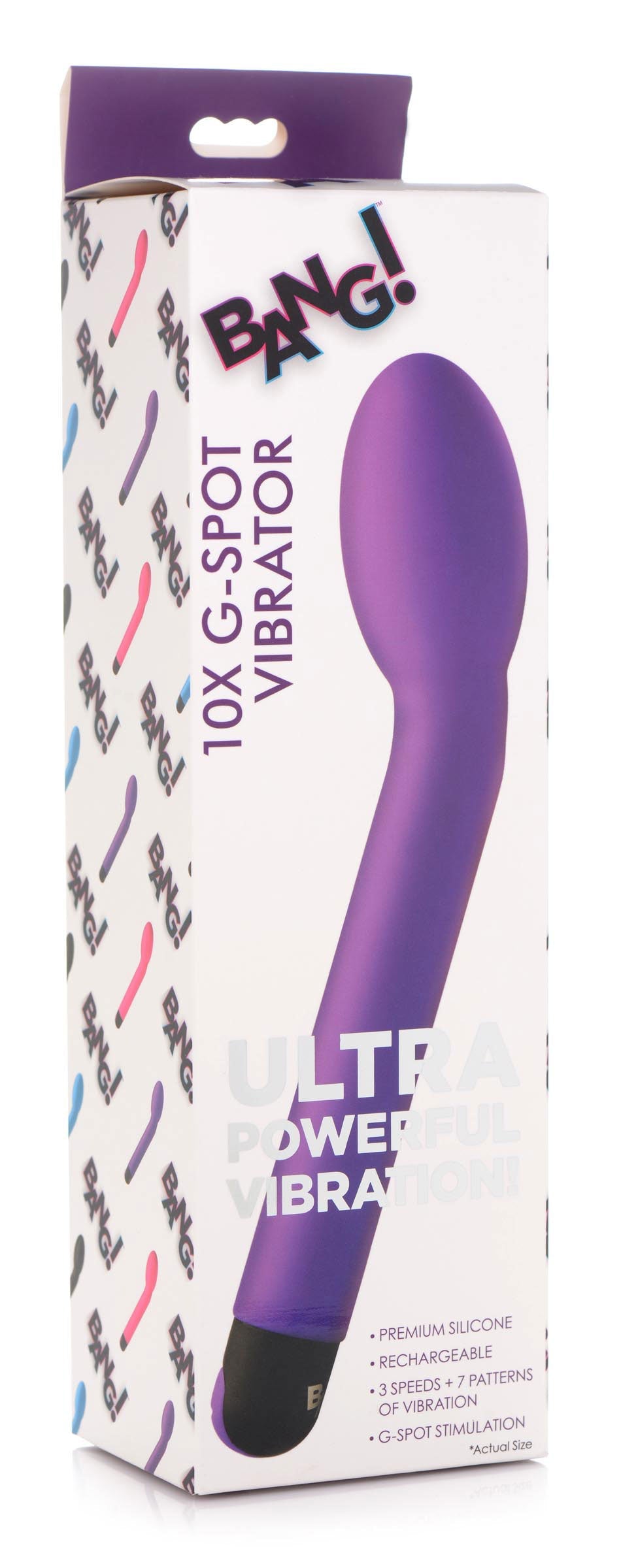 Bang 10X G-Spot Vibrator Purple 8.2 Inches with 3 Speeds and 7 Vibration Patterns