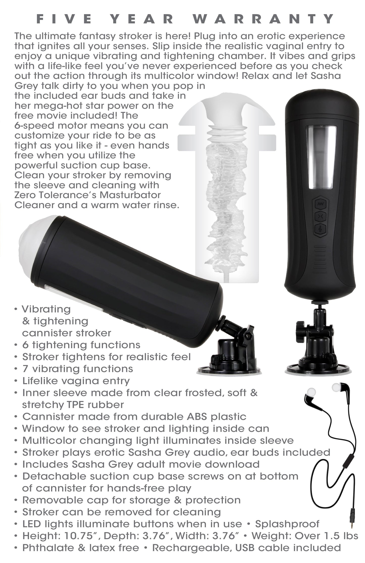 Zero Tolerance Sasha Grey Stroker 27.3 cm Pleasure