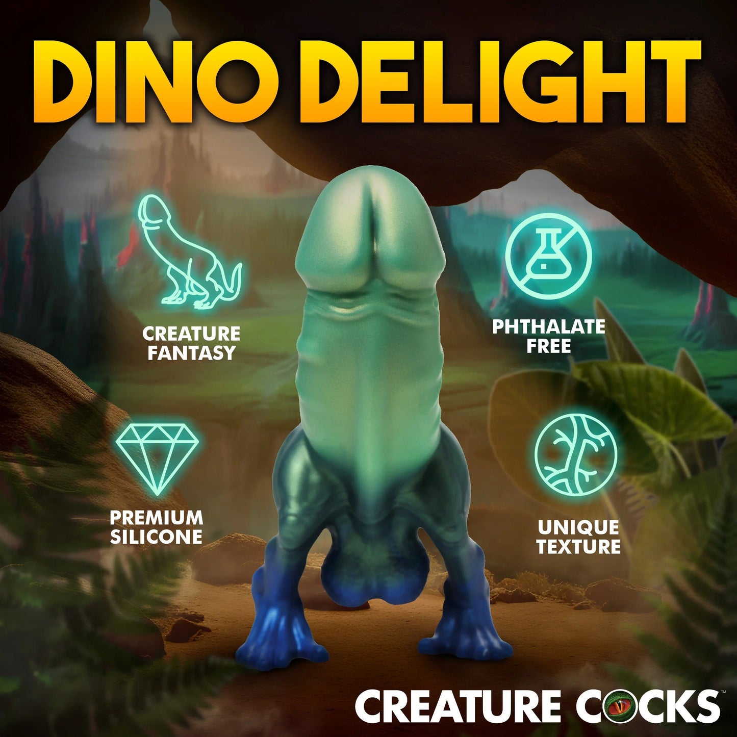 Jurassic Cock Dinosaur Silicone Dildo (Green) – 5 Inch Insertable Thick Curved Dildo