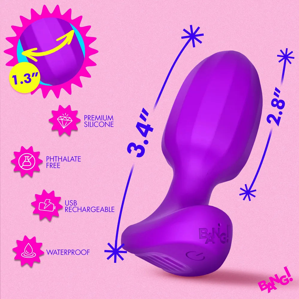 Bang! Ribbed Vibrating Silicone Butt Plug – Rechargeable Anal Vibrator