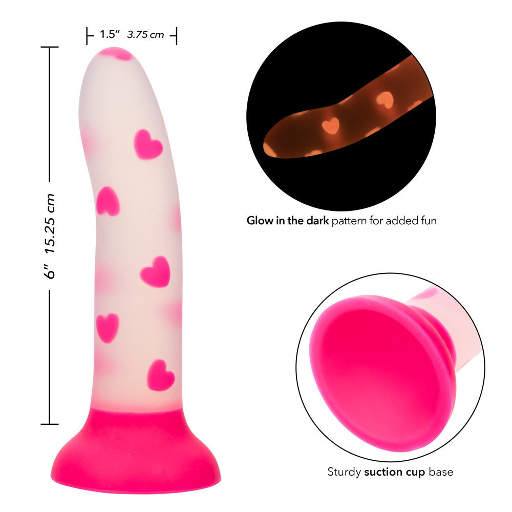 Glow Stick Heart Pink Bendable Silicone Dildo