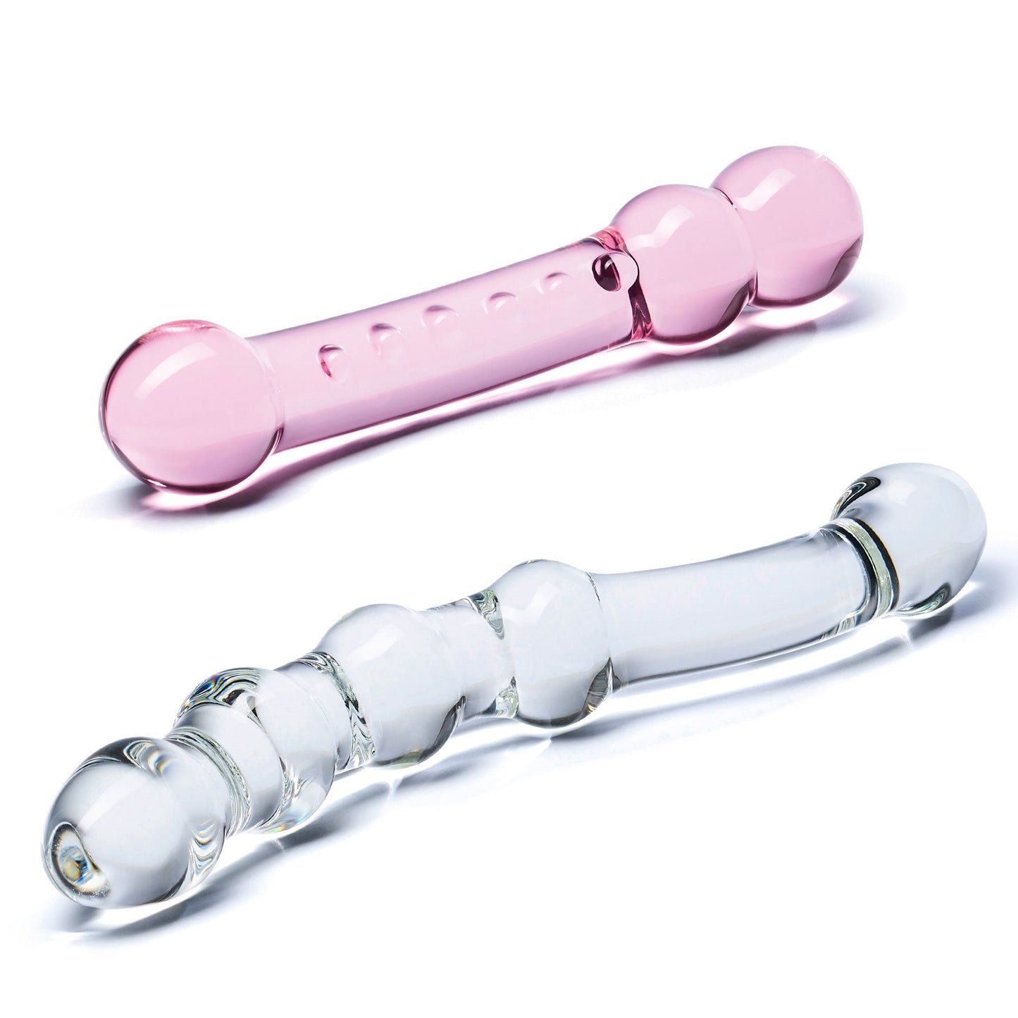 Glas Double Pleasure 6 Inch and 7.5 Inch Two-Piece Glass Dildo Set