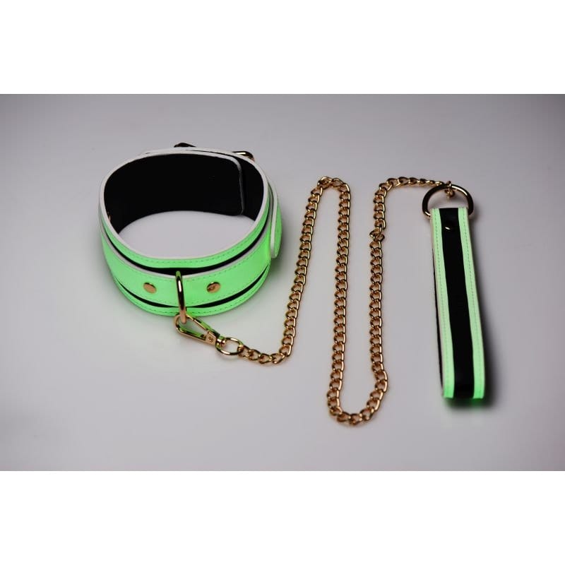 Kink in the Dark Glowing Collar and Lead Set Fluro Green