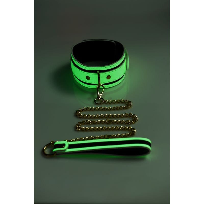 Kink in the Dark Glowing Collar and Lead Set Fluro Green