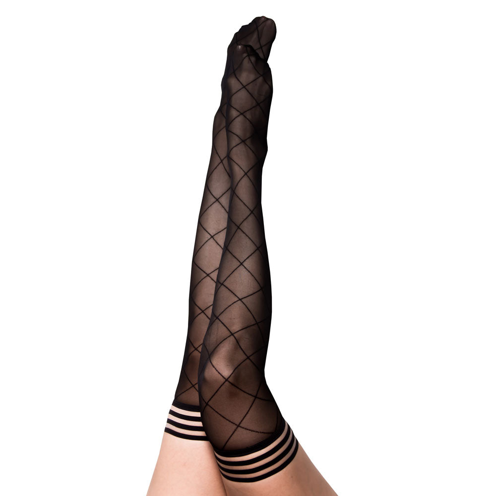 Kixies Anna Sheer Diamond Thigh Highs Size A