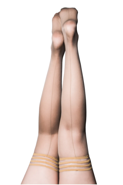 Kixies Vanessa Nude Sheer Thigh Highs With Nude Back Seam And Cuban Heel Size D