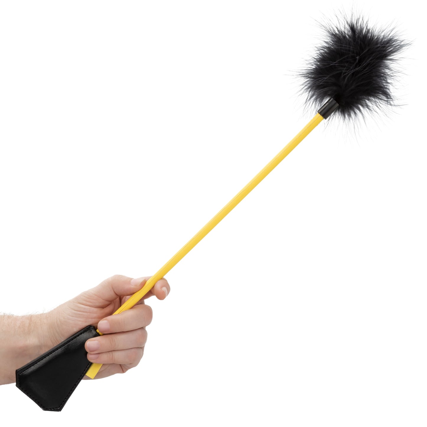 Boundless Feather Crop Black Faux Leather and Feather Tickler BDSM Dual Crop 15 Inch