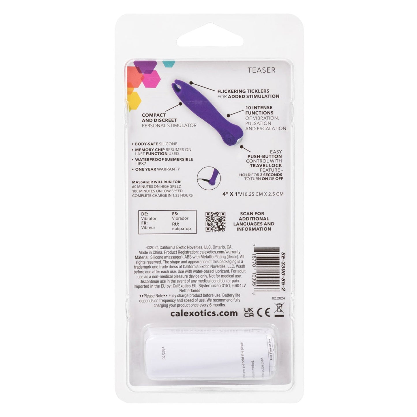Kyst™ Teaser Purple Compact Personal Silicone Stimulator with 10 Vibration Functions and Rechargeable