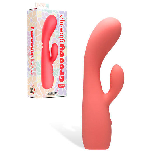 Adam & Eve Groovy Glow-Ups Curvie – USB Rechargeable 17.8 cm Rabbit Vibrator