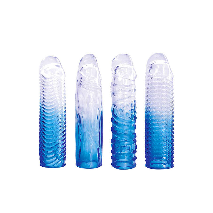 Adam & Eve Sapphire Sleeve Set – Clear Penis Sleeve Set of 4