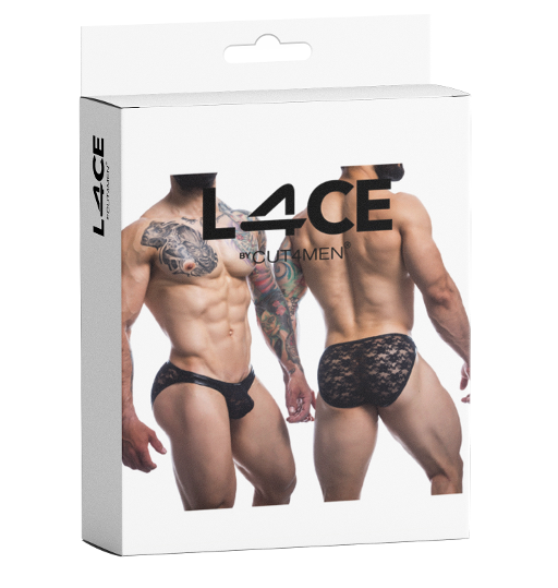 Cut 4 Men L4CE Bikini Bulge Black Lace Underwear - Large