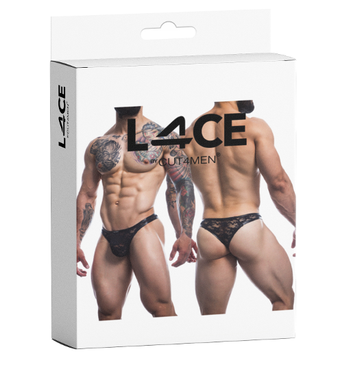 Cut 4 Men L4CE Capri Black Lace Thong Large