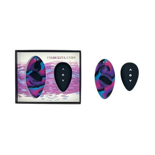 Colourful Camo Remote Control Panty Vibe Blue Medical Grade Silicone Splashproof with Multi Vibrations