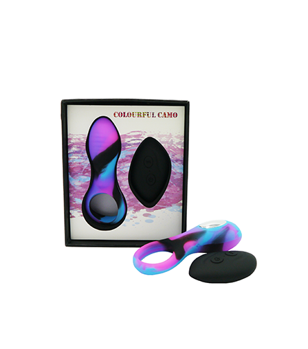 Colourful Camo Bravo (Blue) – Remote-Controlled Silicone Cock Ring