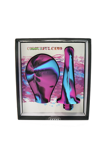 Colourful Camo Douche Squeeze Bulb Cleaning System with Silicone Attachments in Purple and Blue