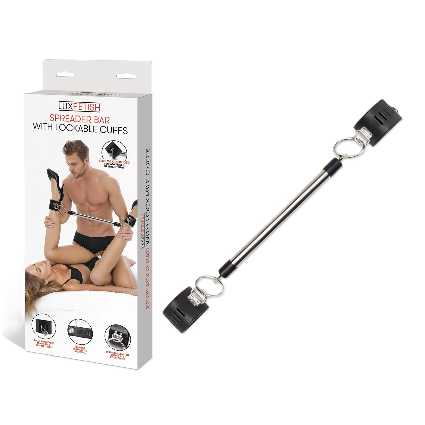 Lux Fetish Spreader Bar With Lockable Padded Cuffs – Bondage Restraint