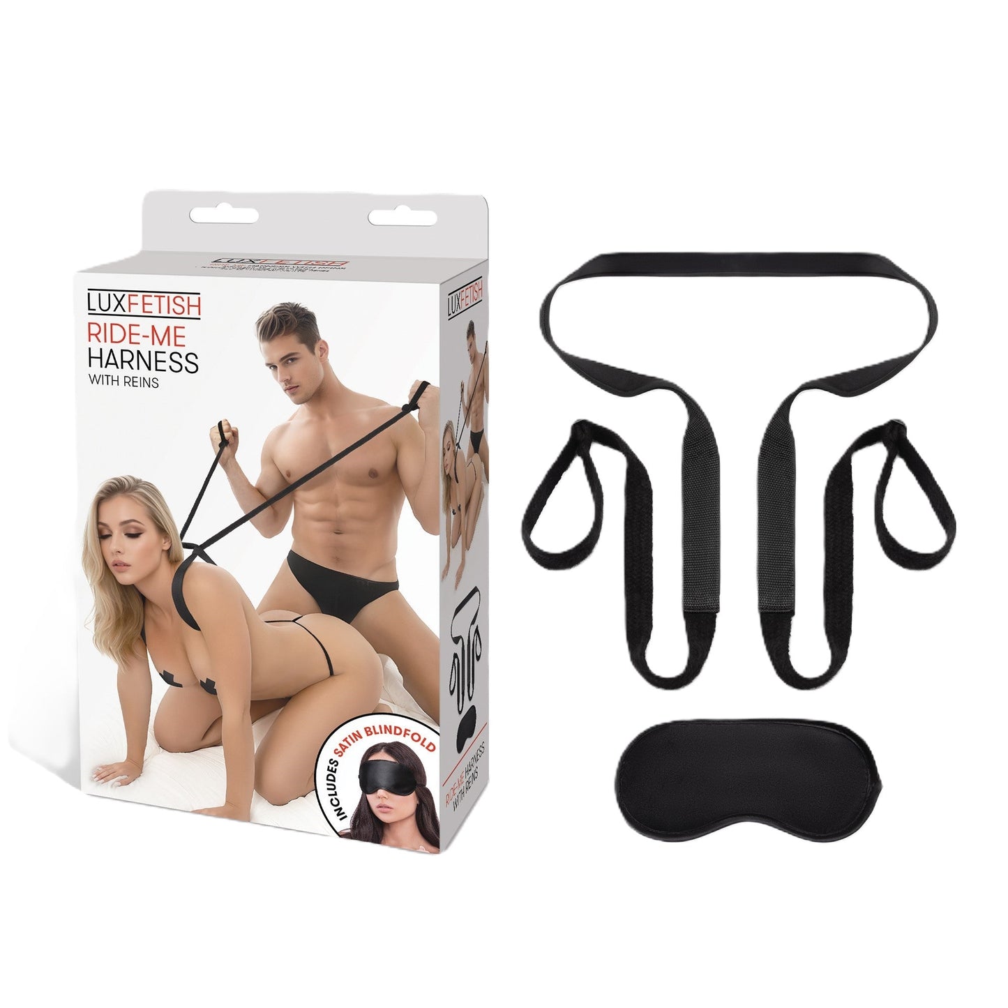 Lux Fetish Ride-Me Harness with Reins – Adjustable Strap Harness