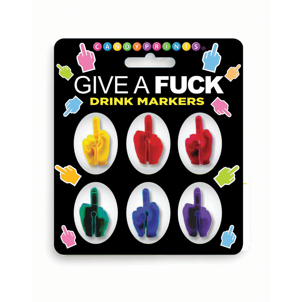 Give A Fuck Drink Markers – Set of 6 Novelty Cocktail Drink Markers