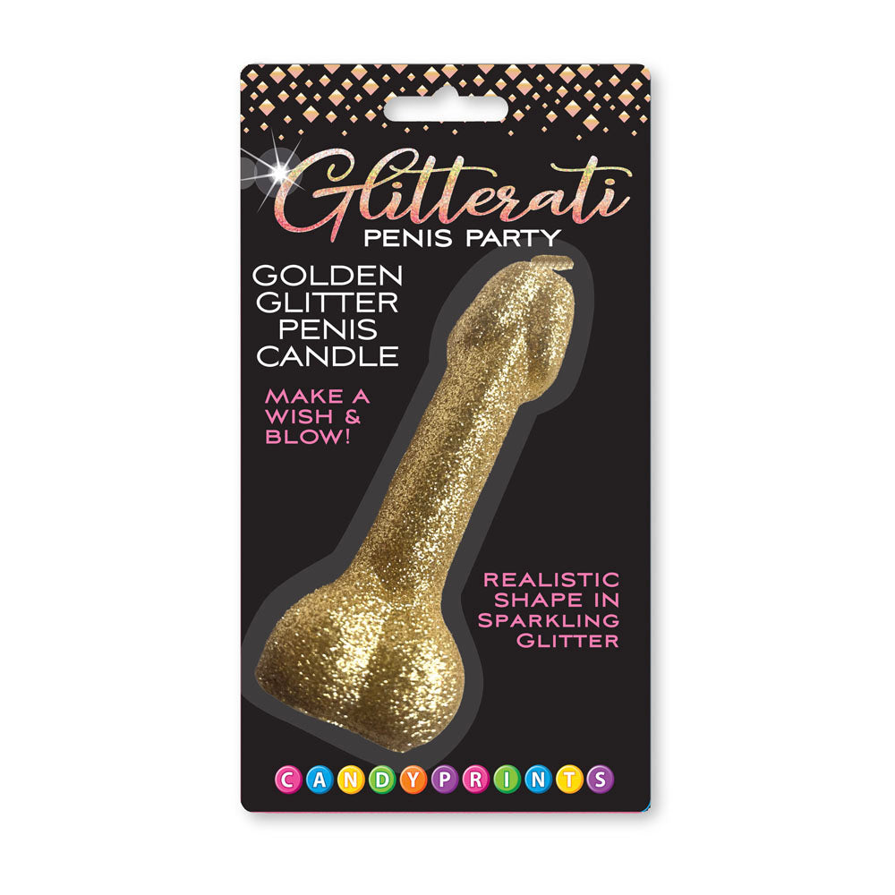 Glitterati Gold Glitter Penis Candle 10 cm Fun Party Accessory