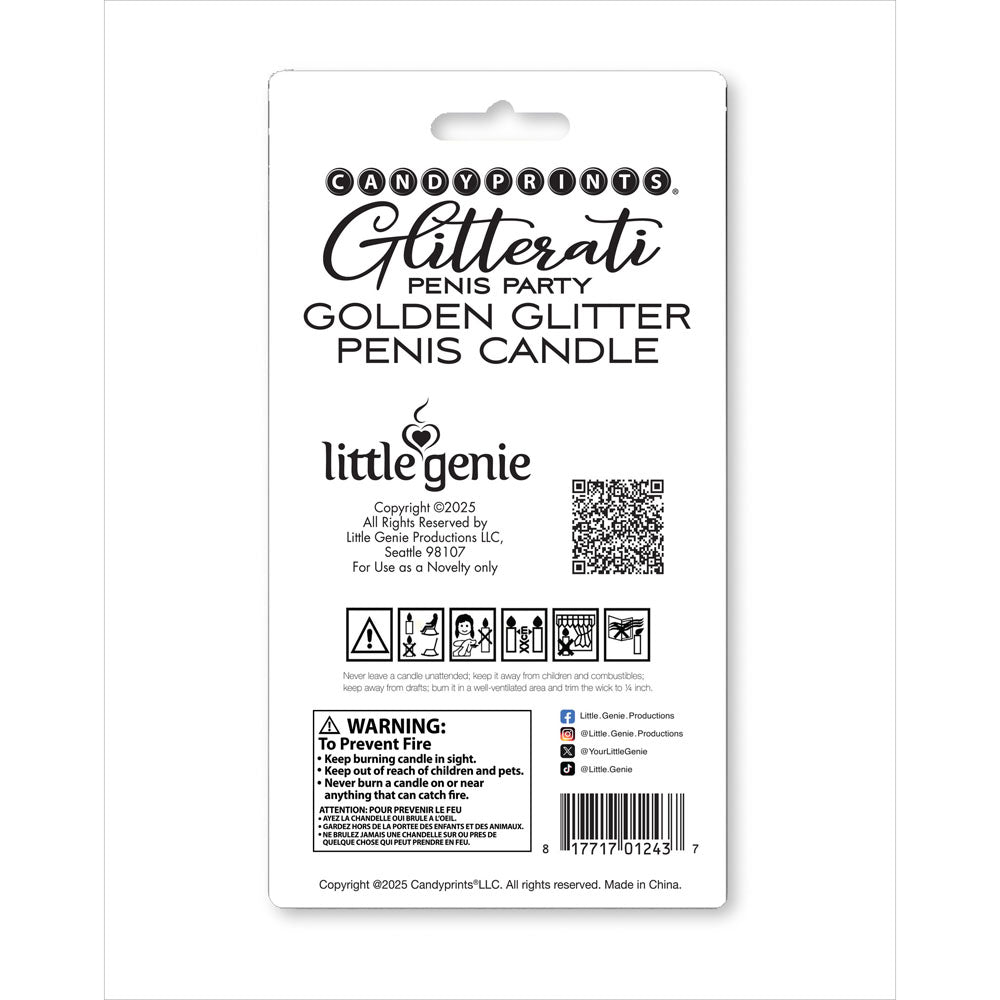Glitterati Gold Glitter Penis Candle 10 cm Fun Party Accessory