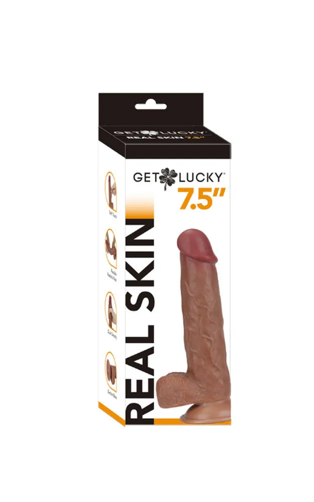 Real Skin 7.5 Inch Dual-Layer Sliding Skin Dildo