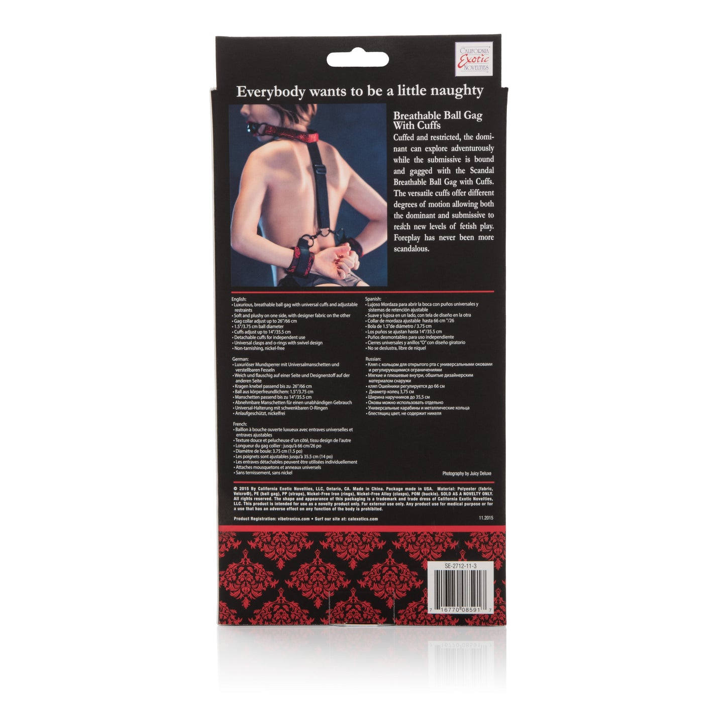 Scandal Breathable Ball Gag and Adjustable Cuffs for Comfort