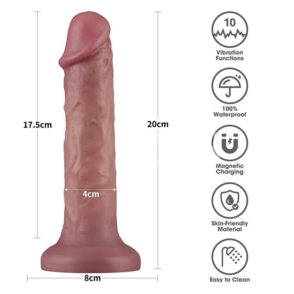 Lovetoy Dual-Density Power Cock – 8 Inch USB Rechargeable Vibrating Dong