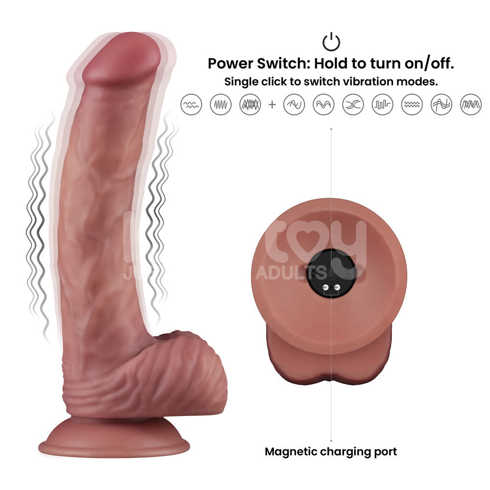 Lovetoy Dual-Density Power Cock – USB Rechargeable 9 Inch Vibrating Dildo