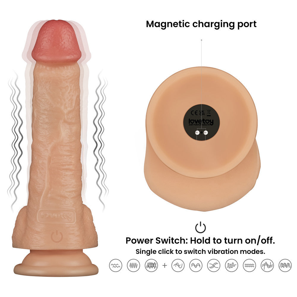 Power Basics 8 Inch Vibrating Dildo – Lifelike Waterproof Dildo