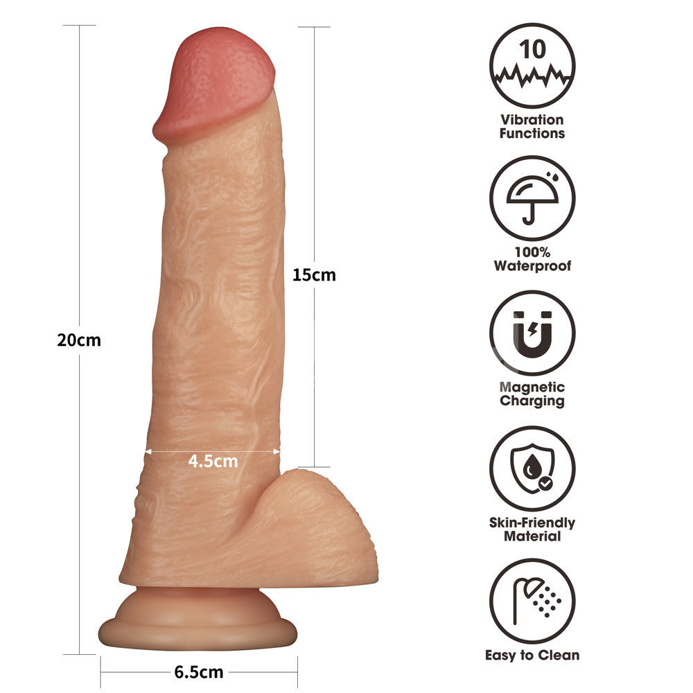 Power Basics 8 Inch Vibrating Dildo – Lifelike Waterproof Dildo
