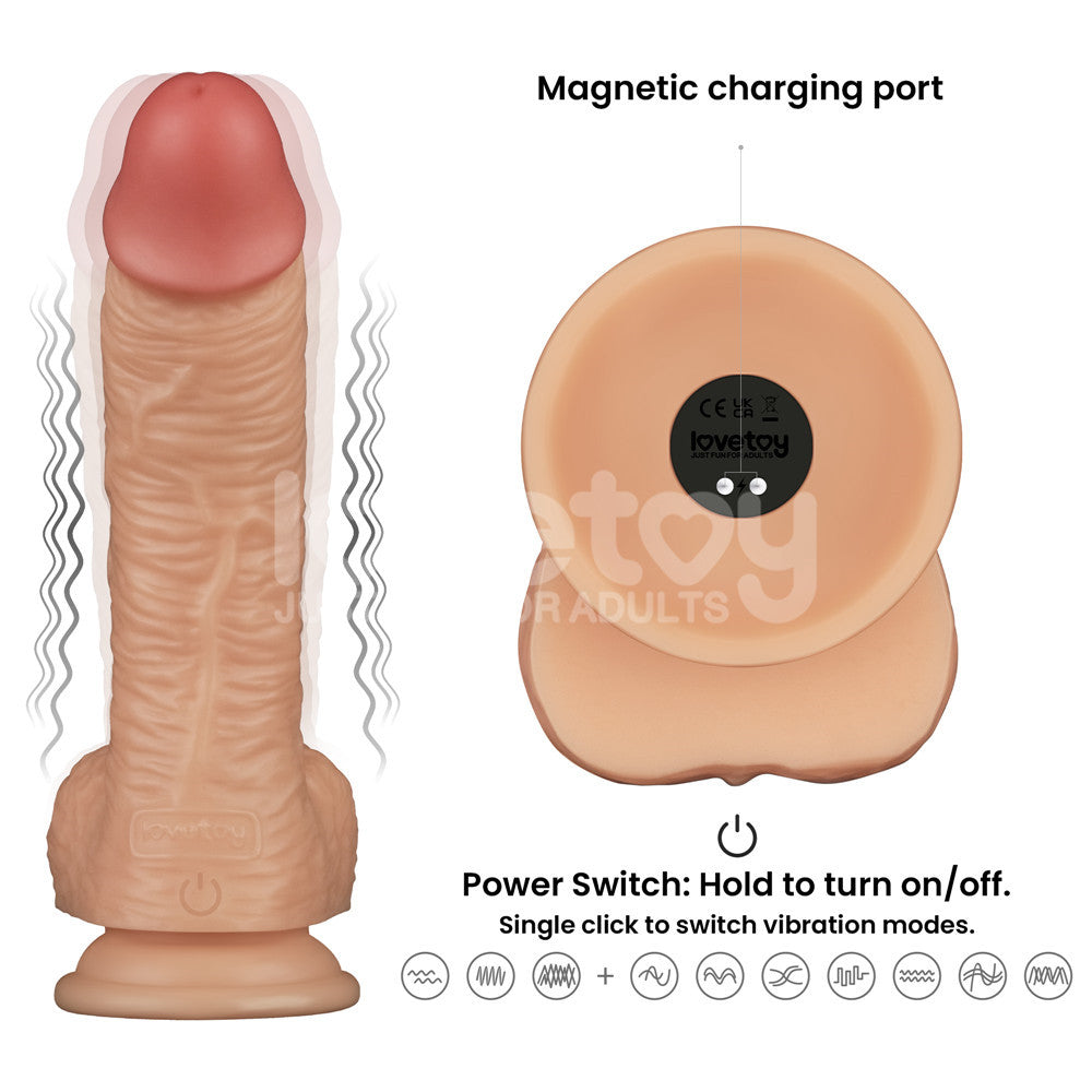Power Basics 8.5 Inch USB Rechargeable Vibrating Dildo