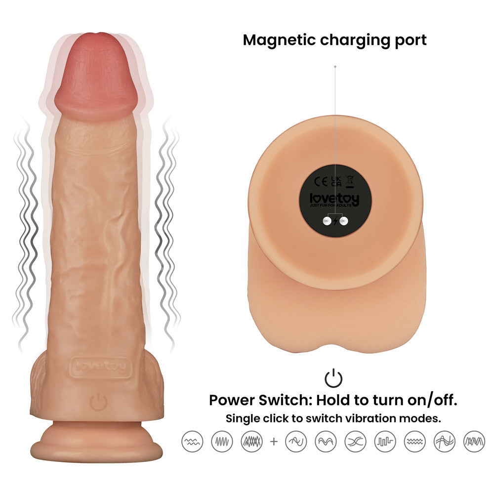Power Basics 9 Inch Vibrating Dildo – Realistic Design Dildo