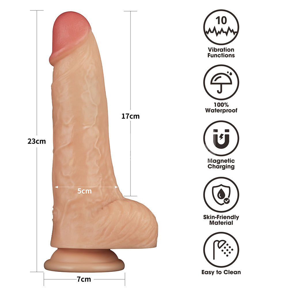 Power Basics 9 Inch Vibrating Dildo – Realistic Design Dildo