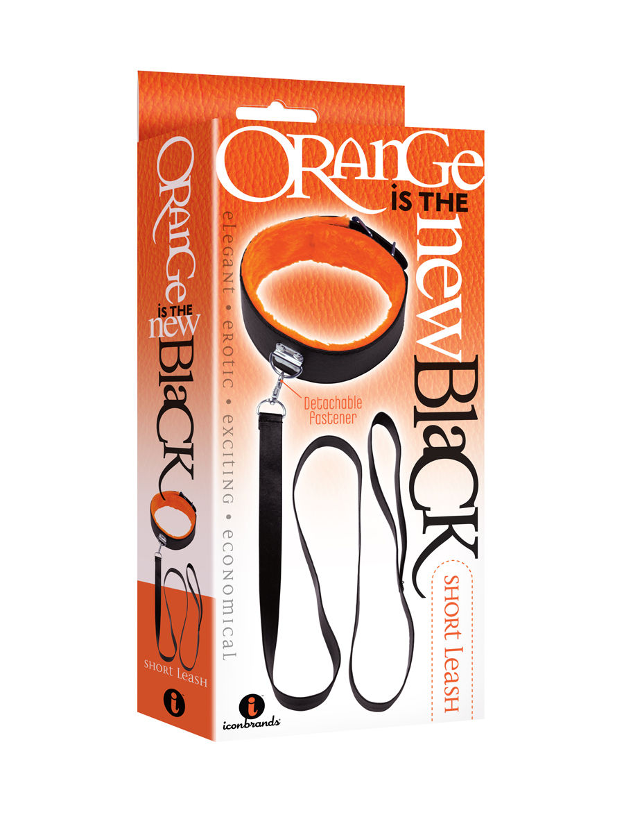 The 9's Orange Is the New Black Short Leash (Black) – Leather Leash