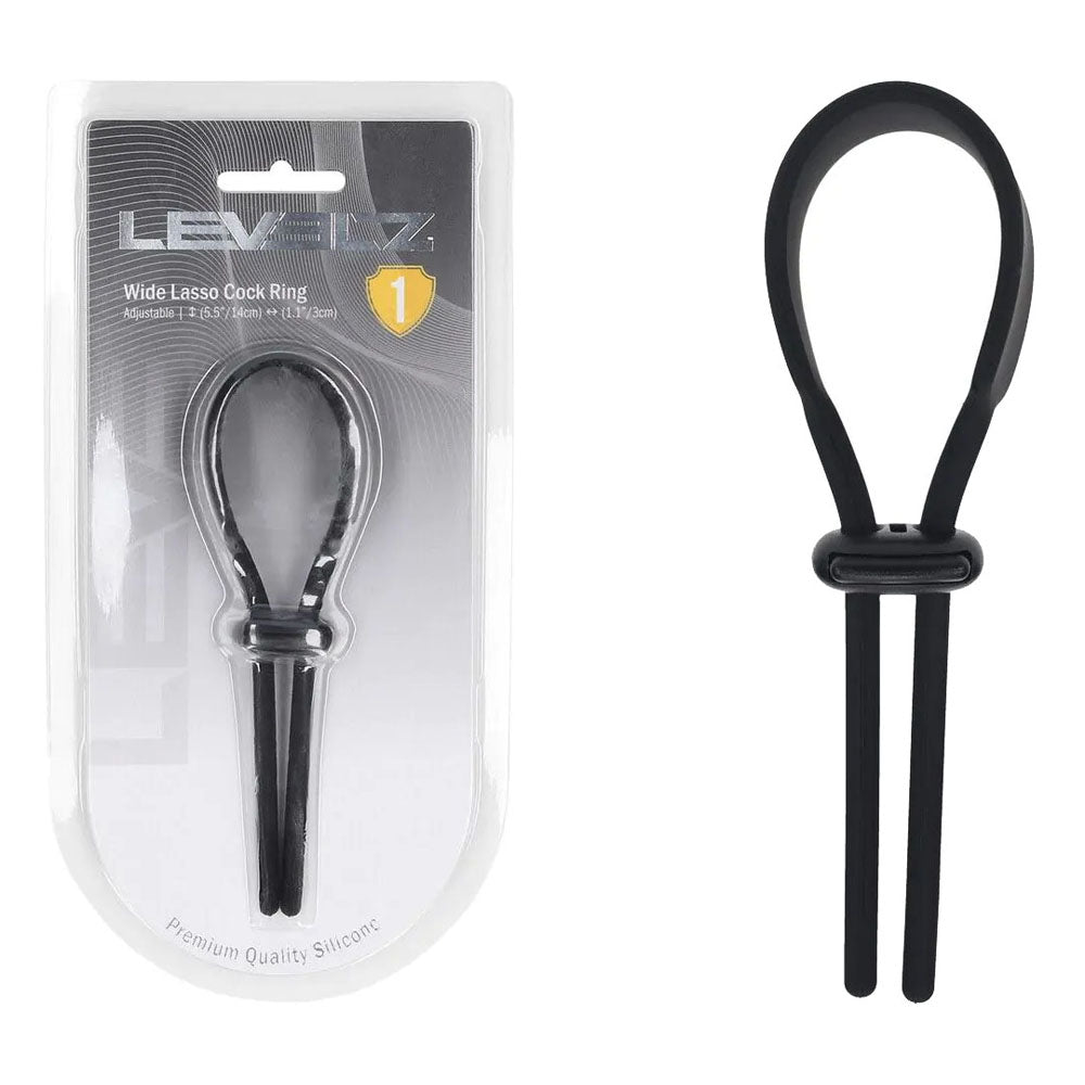 Levelz Wide Adjustable Silicone Lasso (Black) – Flexible Non-Vibrating Adjustable Cock Ring