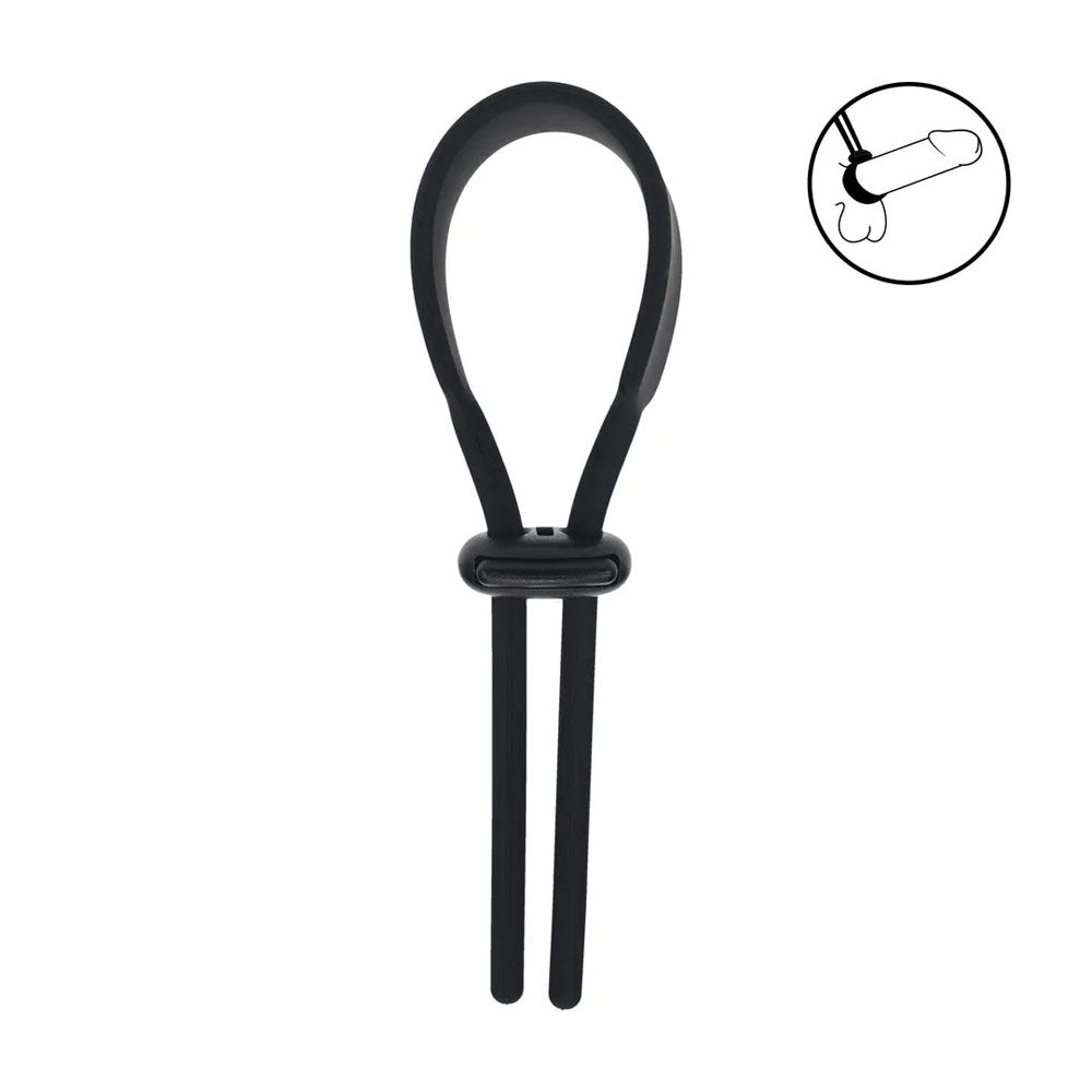 Levelz Wide Adjustable Silicone Lasso (Black) – Flexible Non-Vibrating Adjustable Cock Ring